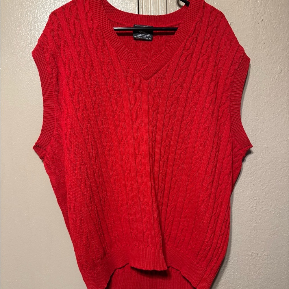 Vintage Disney Magic Makers Red Cable Knit Sweater Vest‎ XL